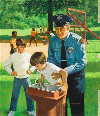 JAMES SEWARD Boys at the drinking fountain.